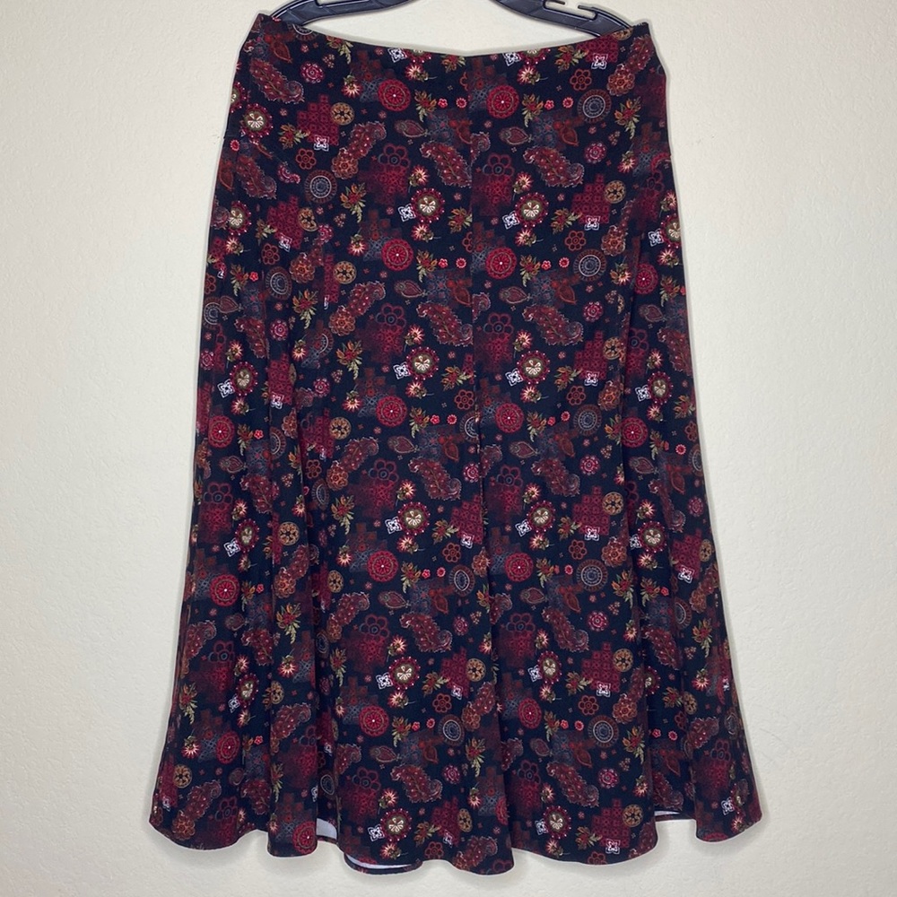 Christopher & Banks Floral Red & Black A-line Maxi Skirt